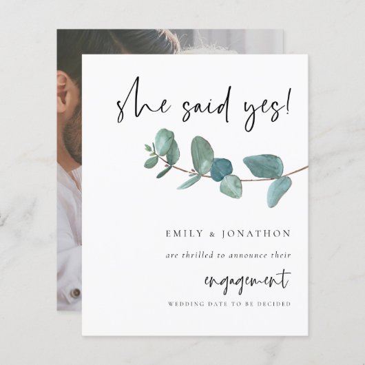 予算彼女はYes写真ユーカリ婚約 (正面/裏面)