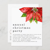 予算従業員クリスマスパーティーポインセチア招待状 (正面/裏面)