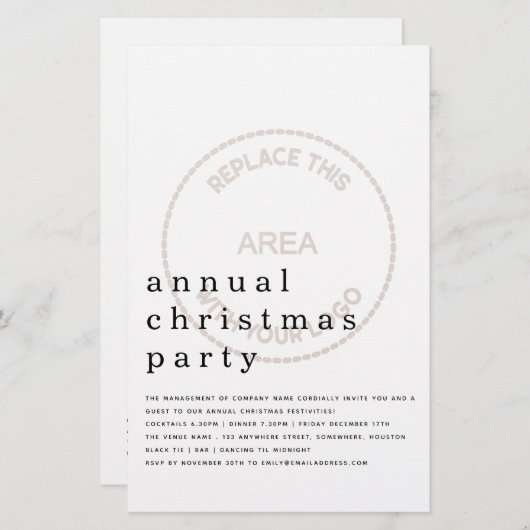 予算従業員ホリデーパーティーのミニマリスト大 (正面/裏面)