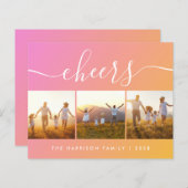 予算応援オレンジピンクフォトホリデーカード (正面/裏面)