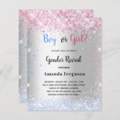 予算性別がピンクの青のシルブグリッターを明らかにする (正面/裏面)