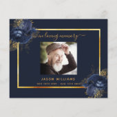 予算悔やみや弔慰の青いフローラ感謝してい金ゴールドの写真 (裏面)