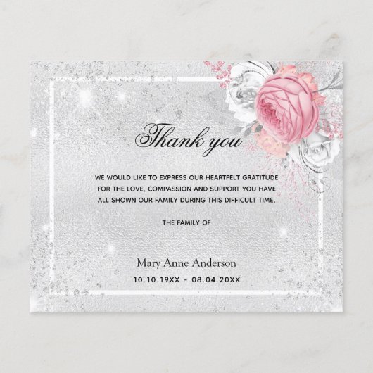 予算悔やみや弔慰シルバーピンク感謝していクユー (正面)