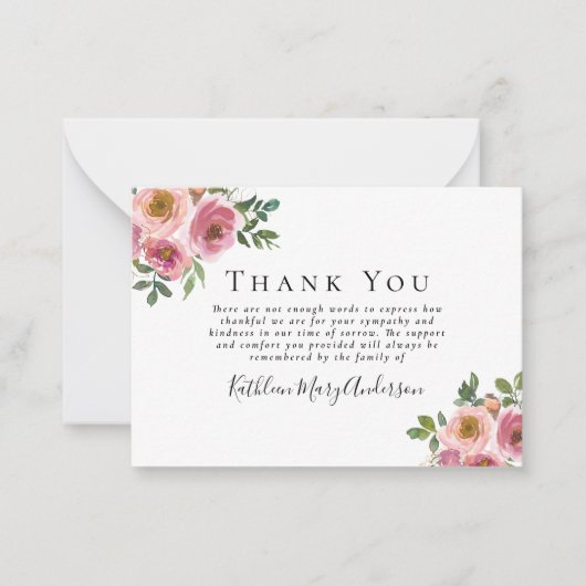 予算悔やみや弔慰フローラ葬式ありがとう ノートカード (正面)