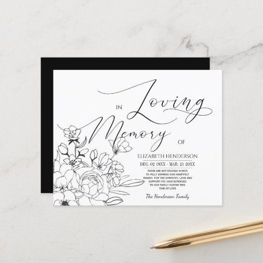 予算悔やみや弔慰メモリ/ありがとう。 (正面/裏面インサイチュ)