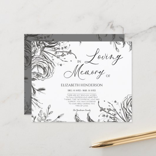 予算悔やみや弔慰メモリ/ありがとう。 (正面/裏面インサイチュ)