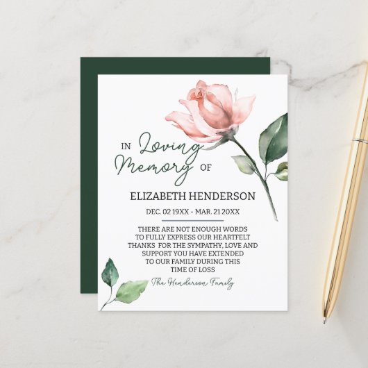 予算悔やみや弔慰メモリ/ありがとう。 (正面/裏面インサイチュ)