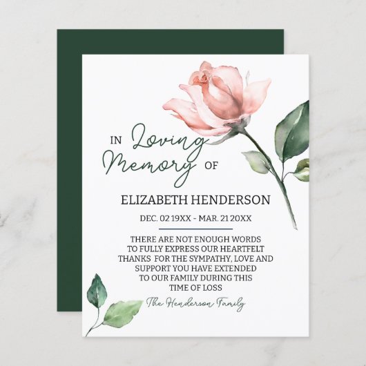 予算悔やみや弔慰メモリ/ありがとう。 (正面/裏面)