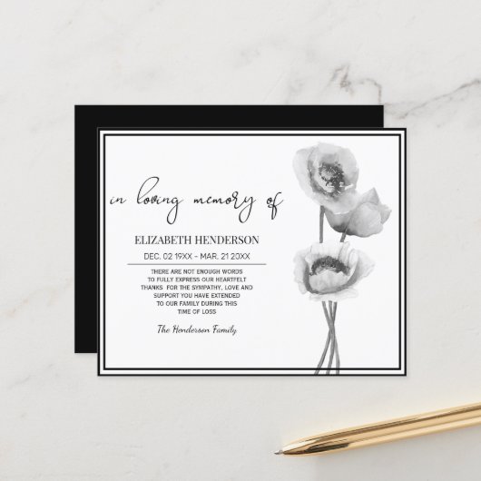 予算悔やみや弔慰メモリ/ありがとう。 (正面/裏面インサイチュ)