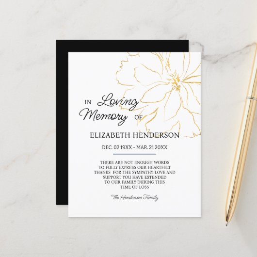 予算悔やみや弔慰メモリ/ありがとう。 (正面/裏面インサイチュ)