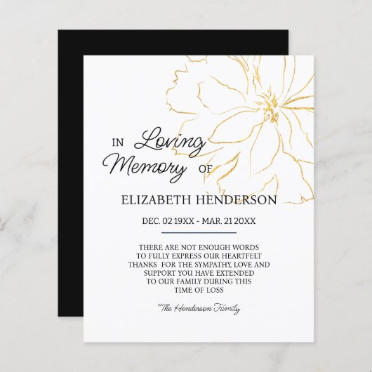 予算悔やみや弔慰メモリ/ありがとう。 (正面/裏面)