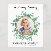 予算悔やみや弔慰ユーカリプトゥス葬儀サンキューカード (正面)