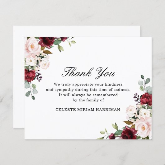 予算悔やみや弔慰レッドピンクフローラありがとう (正面/裏面)