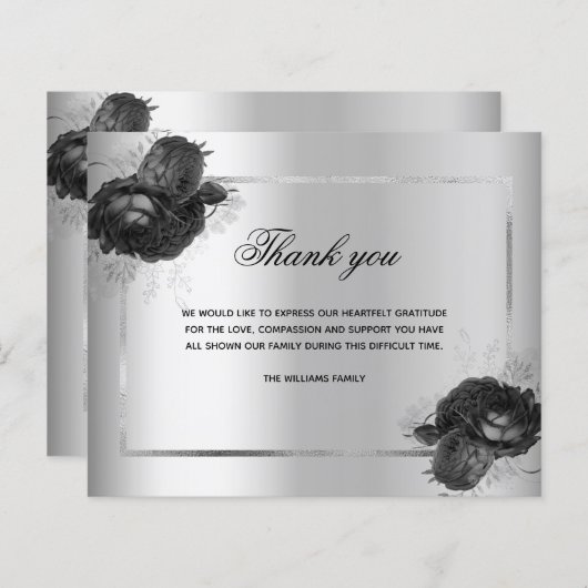 予算悔やみや弔慰銀フローラ写真サンキューカード (正面/裏面)