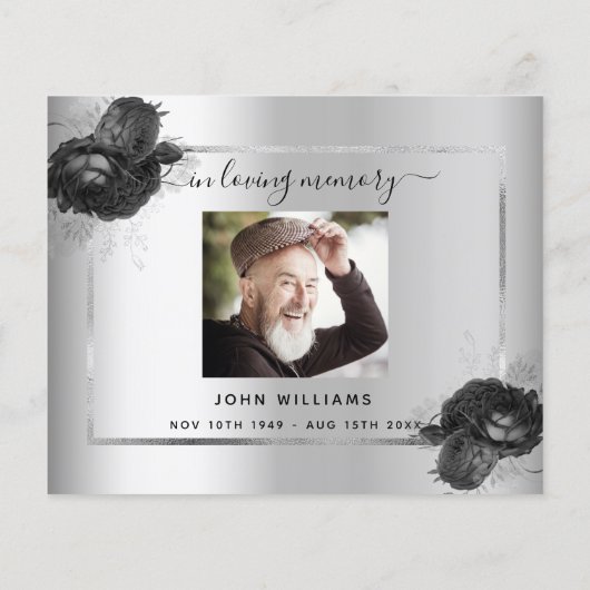 予算悔やみや弔慰銀フローラ写真サンキューカード (裏面)