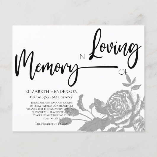 予算悔やみや弔慰/ありがとう。 チラシ (正面)