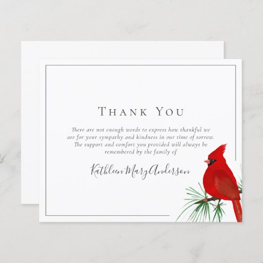 予算悔やみや弔慰（鳥）ショウジョウコウカンチョウ葬式サンキューノート (正面/裏面)