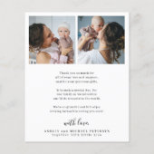 予算感謝していのベビー写真の誕生発表 (裏面)