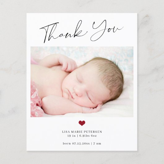 予算感謝していのベビー写真の誕生発表 (正面)