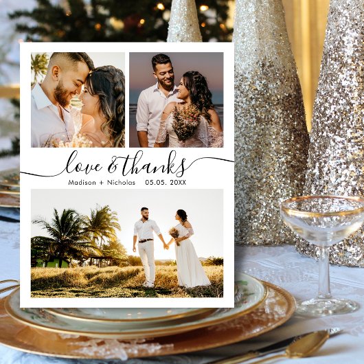 予算感謝してい3写真結婚のサンキューカード