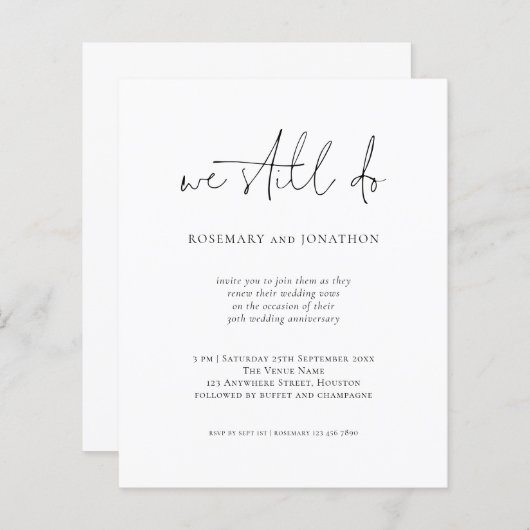 予算我々はまだスクリプト誓の更新招待状 (正面/裏面)