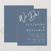 予算我々はエレガント石板ブルーウェディング招待する (正面/裏面)