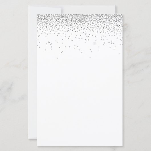 予算我々はスクリプトを実行するシルバーグリッター結婚式の招待 (裏面)