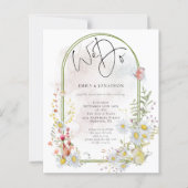 予算我々はデイジーアーチQR結婚式招待状 (正面)