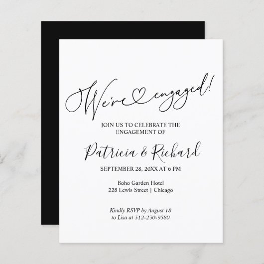 予算我々は婚約パーティ婚約した発表 (正面/裏面)