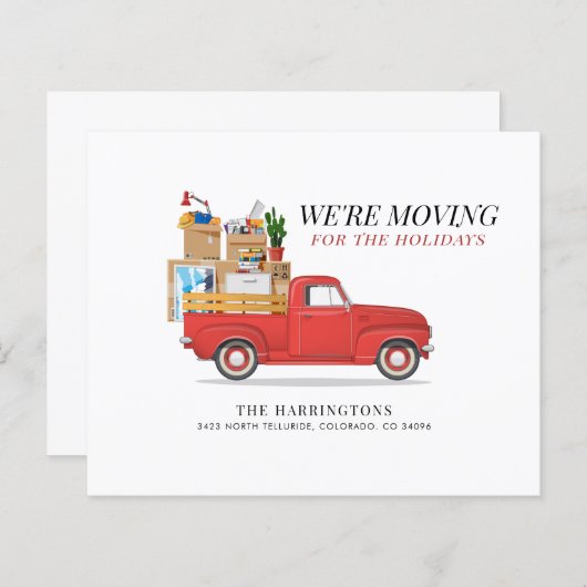 予算我々は新しいホリデーアドレス赤トラックを移動している (正面/裏面)