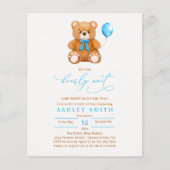 予算我々は早期に待つことができる男の赤ちゃんシャワー チラシ (正面)