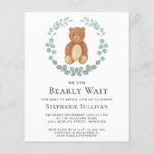 予算我々はbearly待つことができるテディベイビーシャワー招待状 (正面)