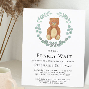 予算我々はbearly待つことができるテディベイビーシャワー招待状