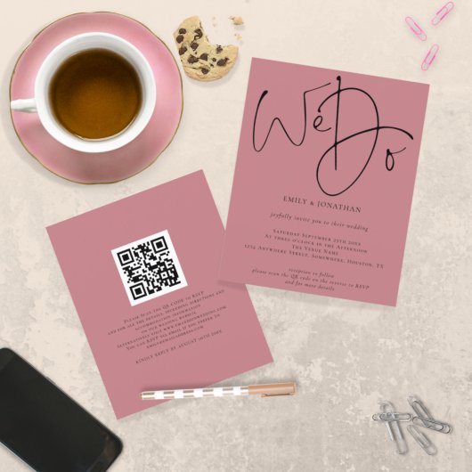 予算我々ほこりっぽいバラQRコード結婚式の招待