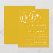 予算我々黄色のエレガント結婚式の招待 (正面/裏面)