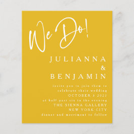 予算我々黄色のエレガント結婚式の招待