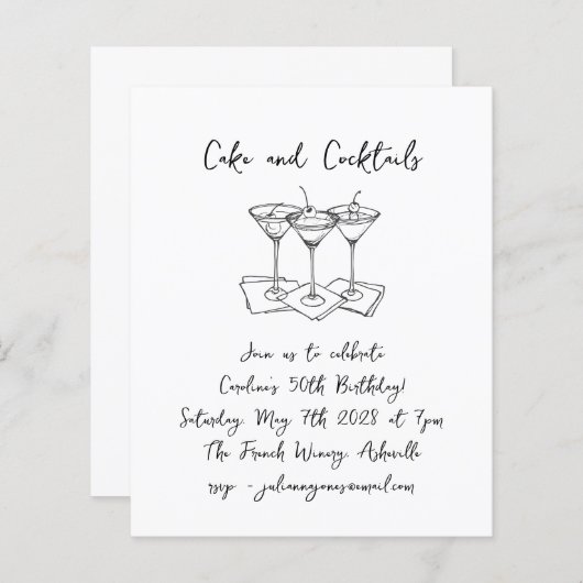 予算手書きケーキのカクテルバースデーパーティー (正面/裏面)