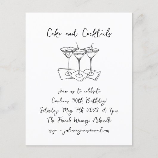 予算手書きケーキのカクテルバースデーパーティー (正面)