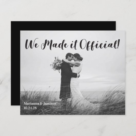 予算手書きタイポグラフィ結婚の発表 (正面/裏面)