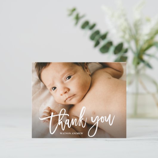 予算手書き写真ベビーサンキューカード (スタンド正面)