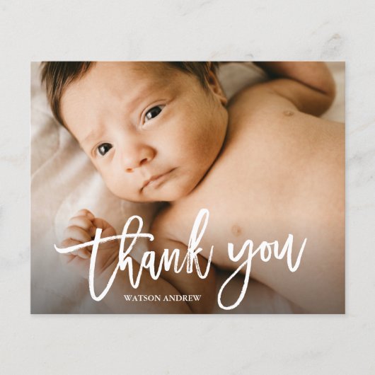 予算手書き写真ベビーサンキューカード (正面)