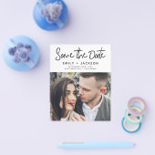 予算手書き日付写真の保存招待状 チラシ (シングル)