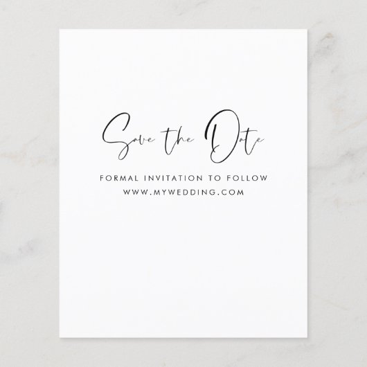 予算手書き日付写真の保存招待状 チラシ (裏面)