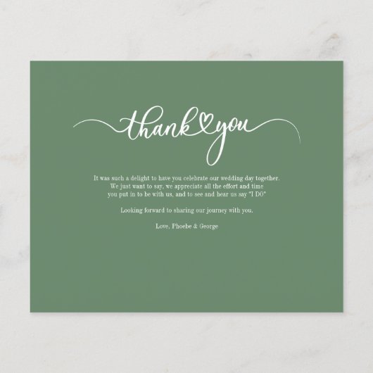 予算手書き結婚の写真サンキューカード (裏面)