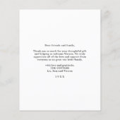 予算手書き3写真ベビーサンキューカード (裏面)