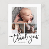 予算手書き3写真ベビーサンキューカード (正面)