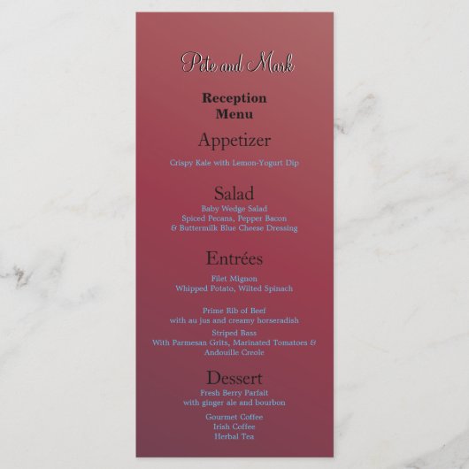 予算披露宴アーストーン赤素晴らし値Fab メニュー (正面)