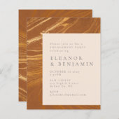 予算抽象芸術アート金ゴールド婚約パーティ招待状 (正面/裏面)