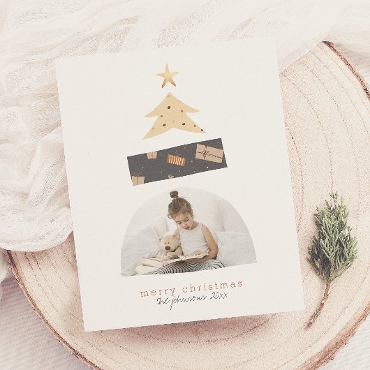 予算抽象芸術クリスマスツリーフォトホリデーカード