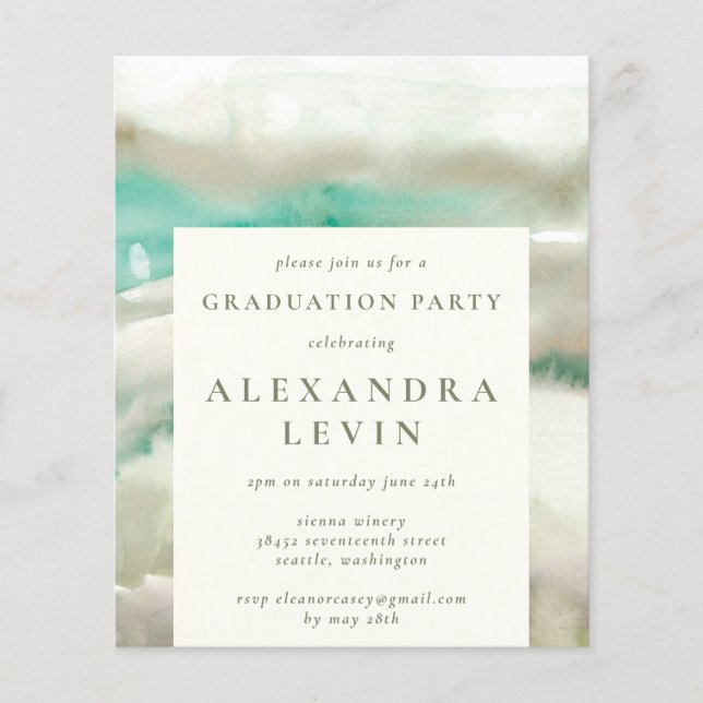 予算抽象芸術グリーンウォーター色卒業パーティー (正面)